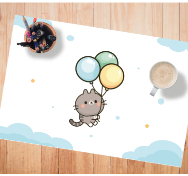 Individual mesa infantil globos de gato lindo - TenVinilo