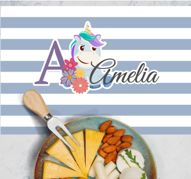 Individual mesa infantil ilustración nombre unicornio - TenVinilo