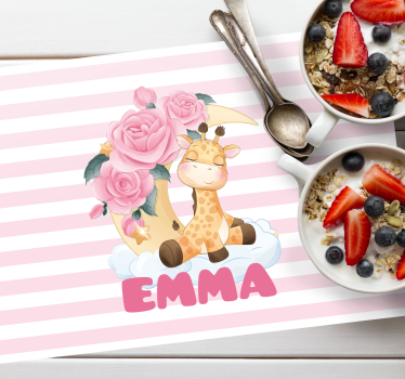 Individual mesa infantil jirafa con rosas - TenVinilo