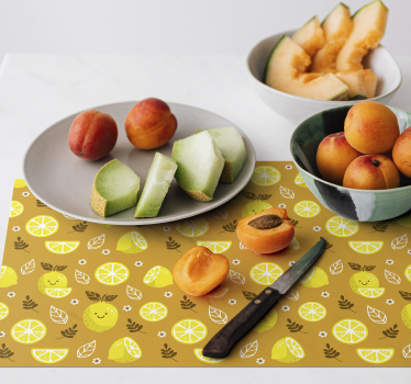 Individual mesa moderno superficie de mesa con frutas - TenVinilo
