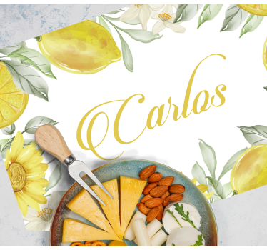 Individual mesa personalizable arreglo floral de limón - TenVinilo