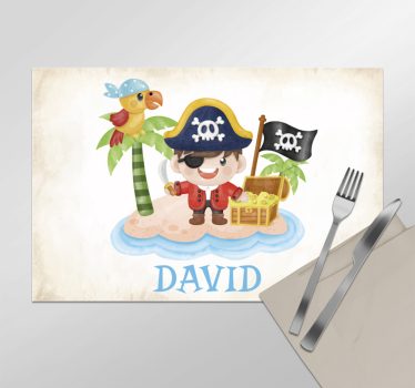 Mantel individual personalizable pirata de dibujos animados - TenVinilo