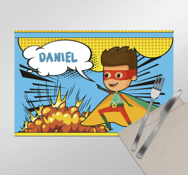 Mantel individual superhéroe cómic con nombre - TenVinilo