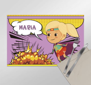 Mantel individual superheroína cómic con nombre - TenVinilo