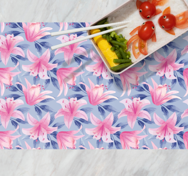 Individual original mesa patrón de lirios rosa floral - TenVinilo