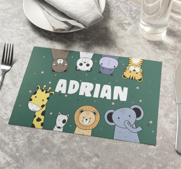 Mantel individual personalizable dibujos infantiles de animales - TenVinilo
