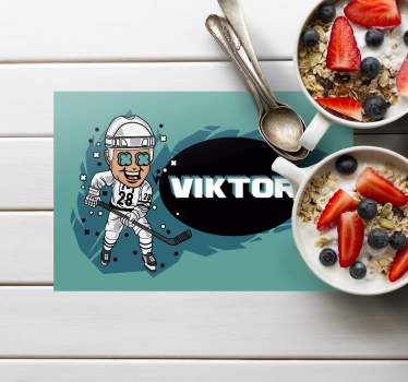 Mantel individual con nombre jugador hockey - TenVinilo