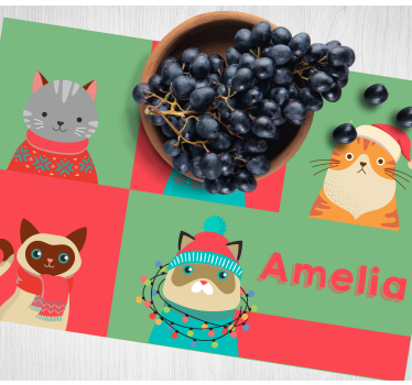 Mantel individual de navidad Motivos de gato - TenVinilo