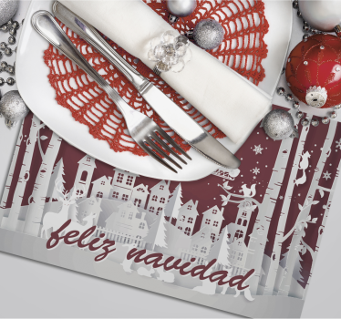 Mantel individual navideño con paisaje típico  - TenVinilo