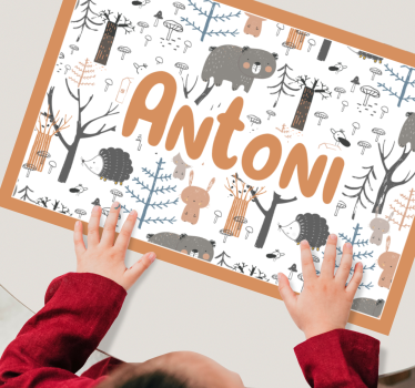 Mantel individual niños Bosque escandinavo con animales - TenVinilo