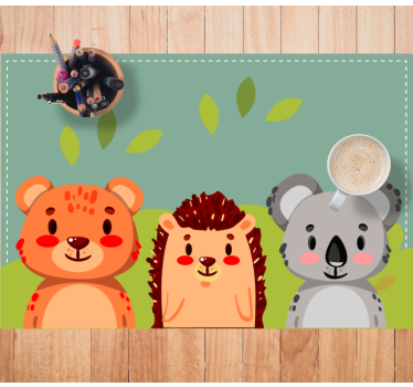 Mantel individual niños Colección de tarjetas de animales salvaje - TenVinilo