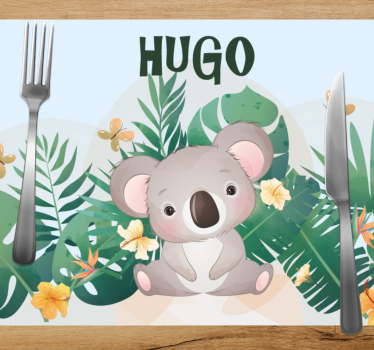 Mantel individual niños Lindo koala para niño con nombre - TenVinilo