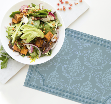 Individual mesa elegante barroco floral azul - TenVinilo
