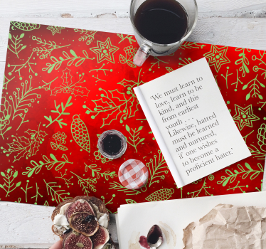 Manteles individuales con patrón floral de navidad - TenVinilo