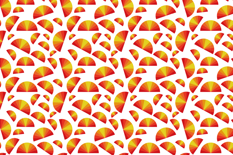 Individual original mesa patrones de abanicos coloridos - TenVinilo