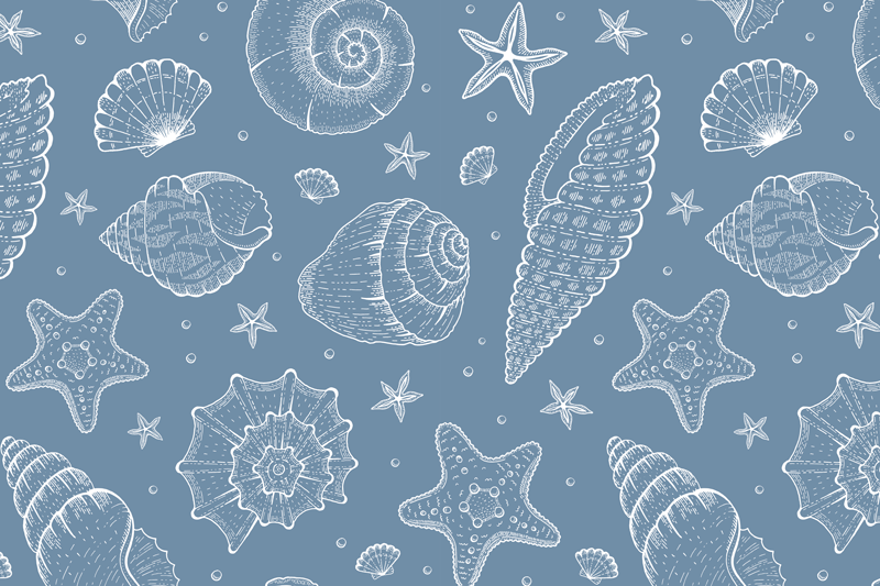 Mantel individual rectangular Vida marina y conchas marinas - TenVinilo