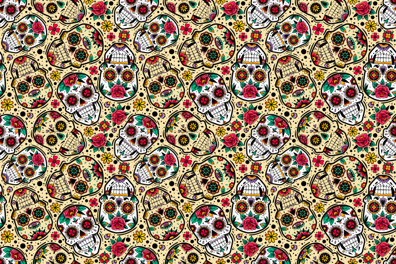 Individual mesa halloween patrón de calaveras coloridas - TenVinilo