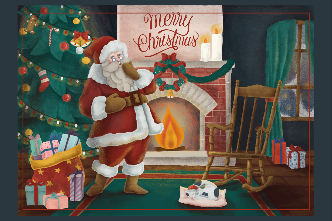 Mantel individual navideño encuentro de santa claus - TenVinilo