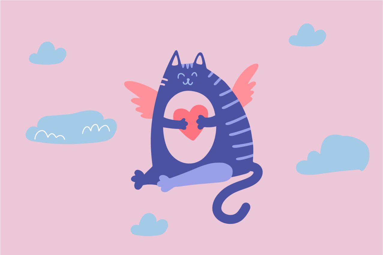 Individual mesa infantil gato volador con corazón - TenVinilo