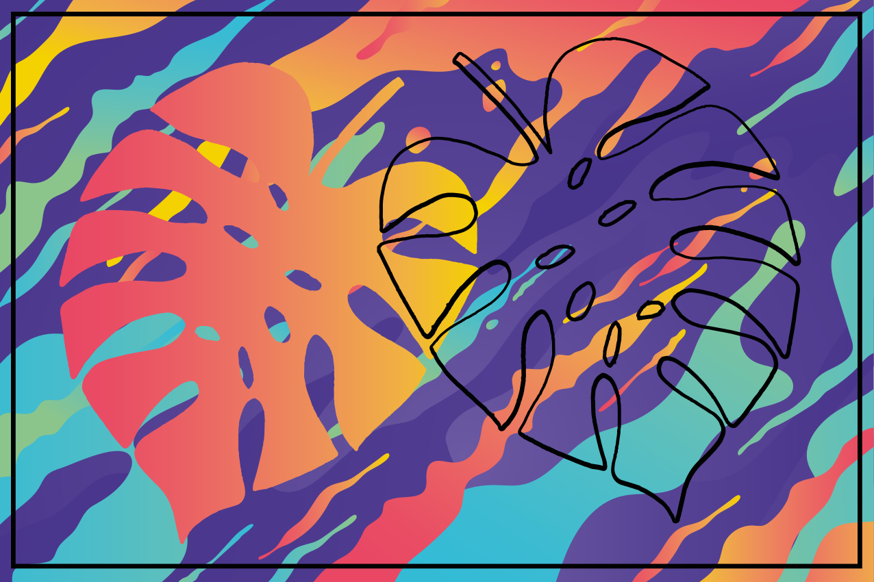 Individual original mesa patrón de hojas coloridas - TenVinilo