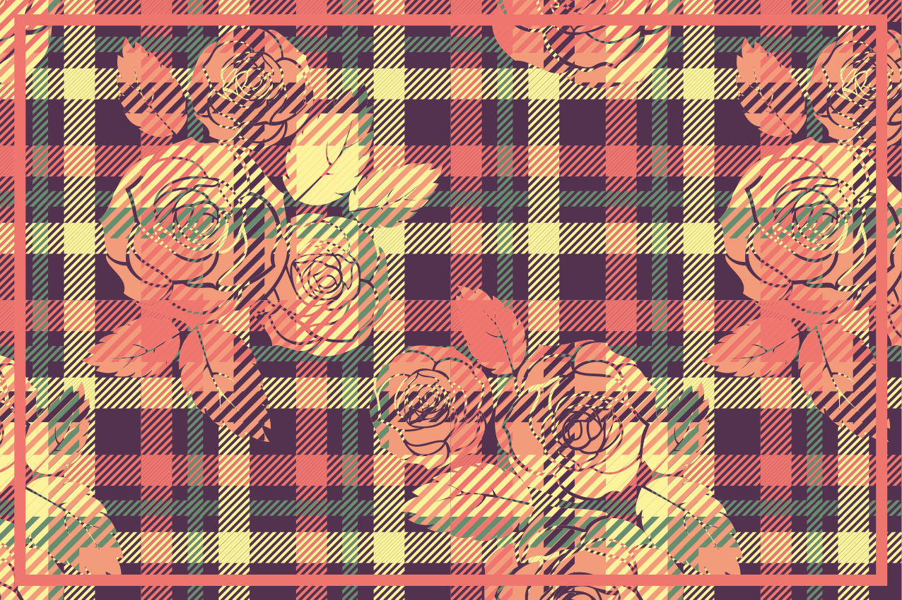 Mantel individual imitación arreglo botánico en cuadrícula - TenVinilo