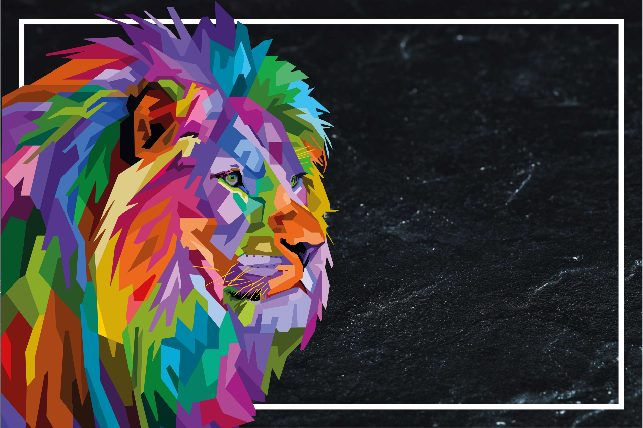 Individual original mesa cara de león colorida - TenVinilo