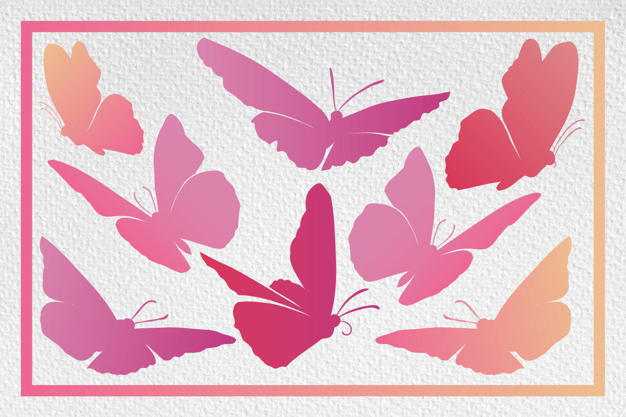 Mariposas rosadas silueta mariposas individuales - TenVinilo