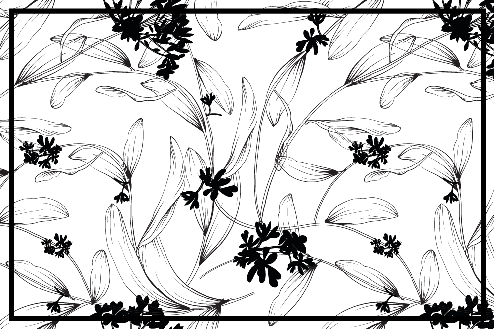 Mantel individual original Patrón de hojas negras - TenVinilo