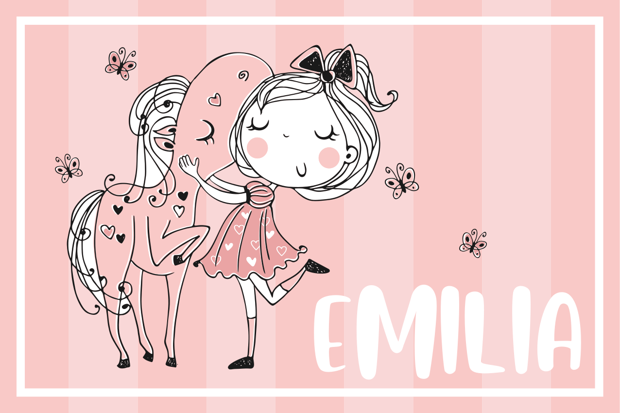 Individual mesa infantil niña encantadora caballo - TenVinilo