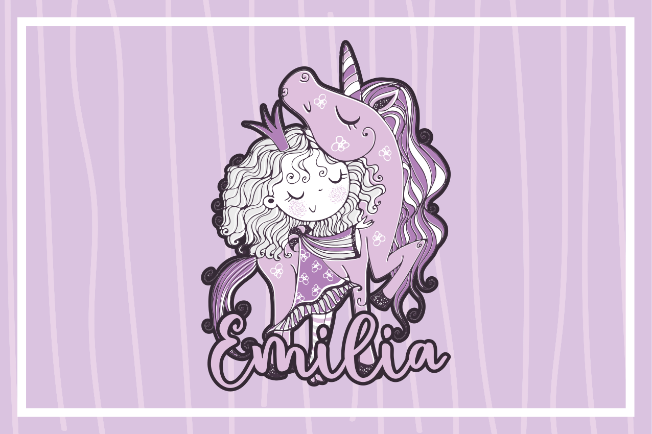 Individual mesa infantil abrazo de unicornio tierno - TenVinilo