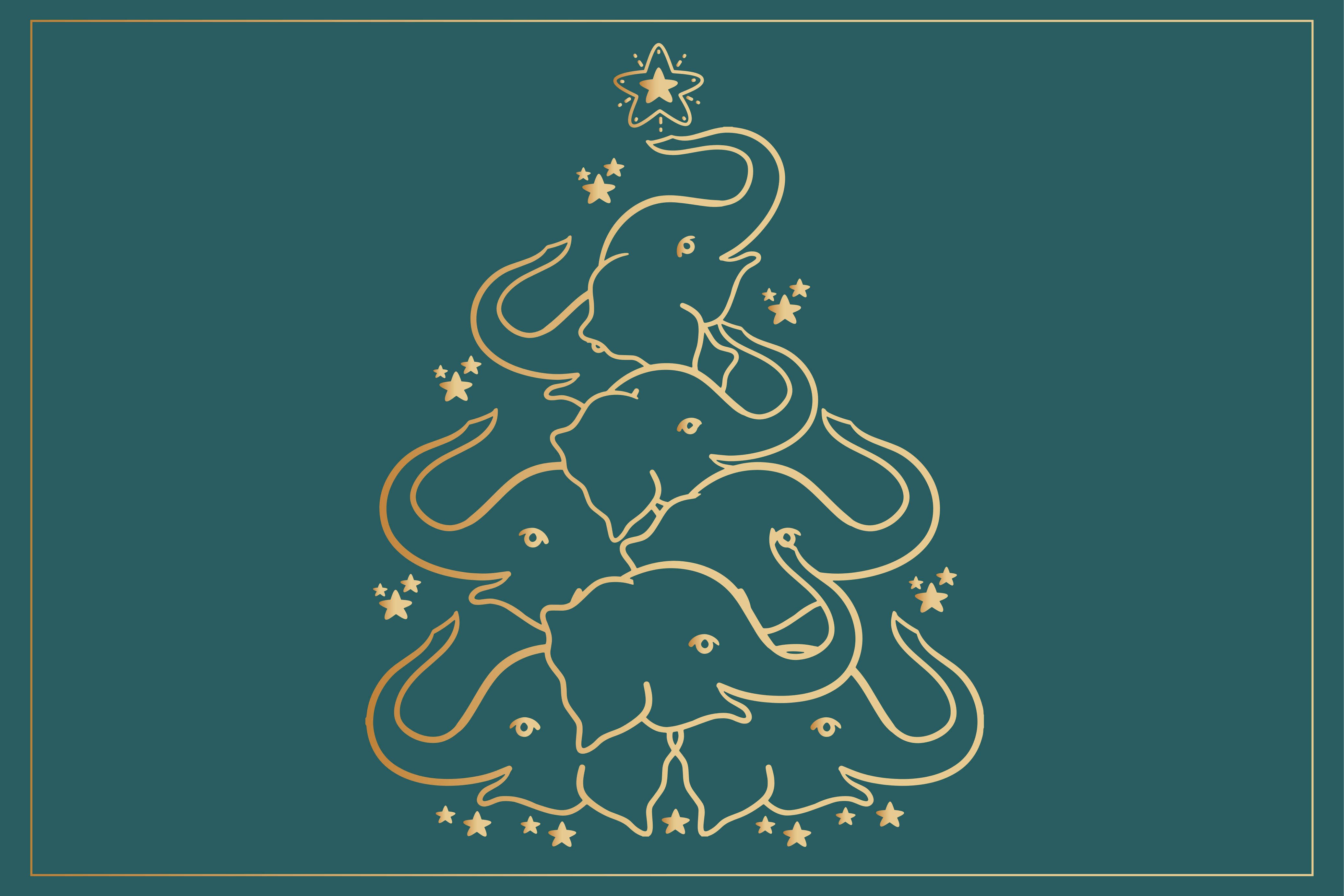 Mantel individual navideño Elefante árbol de navidad - TenVinilo