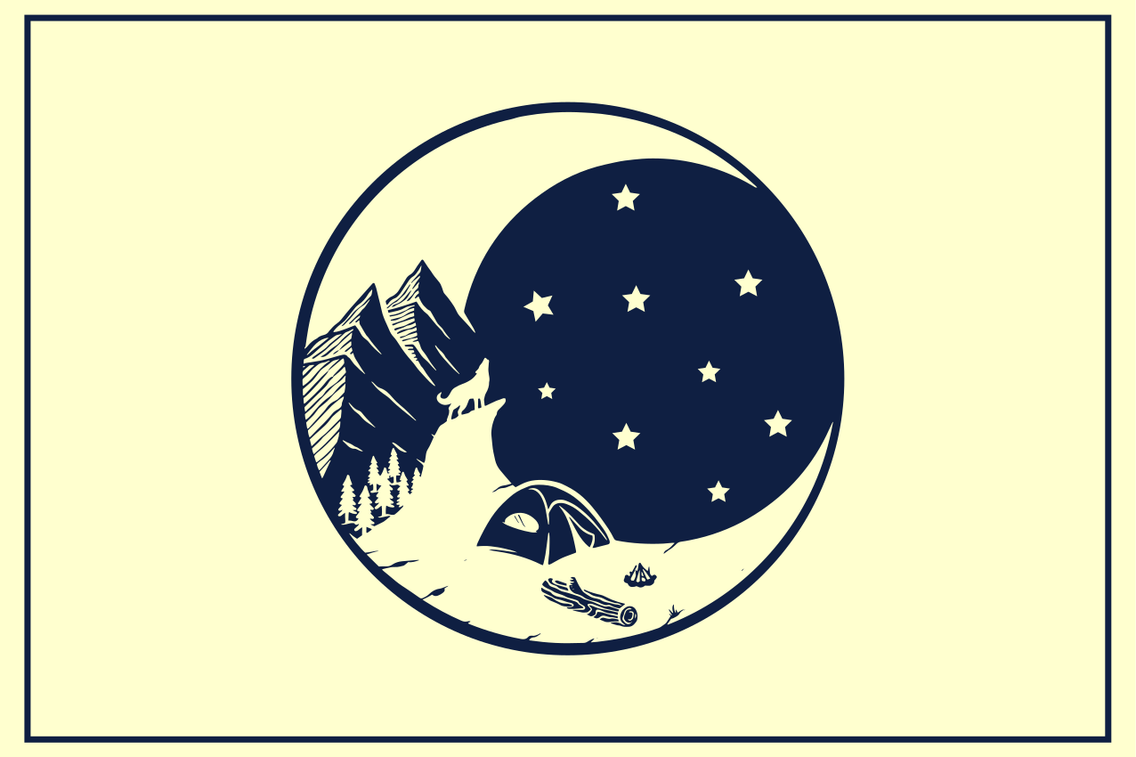 Individual original mesa escena de camping en montaña - TenVinilo