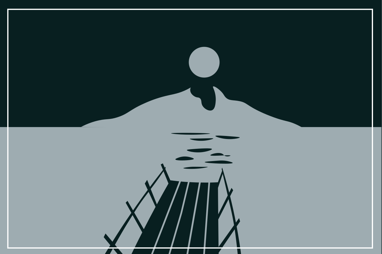 Individual mesa moderno puente sobre el agua - TenVinilo