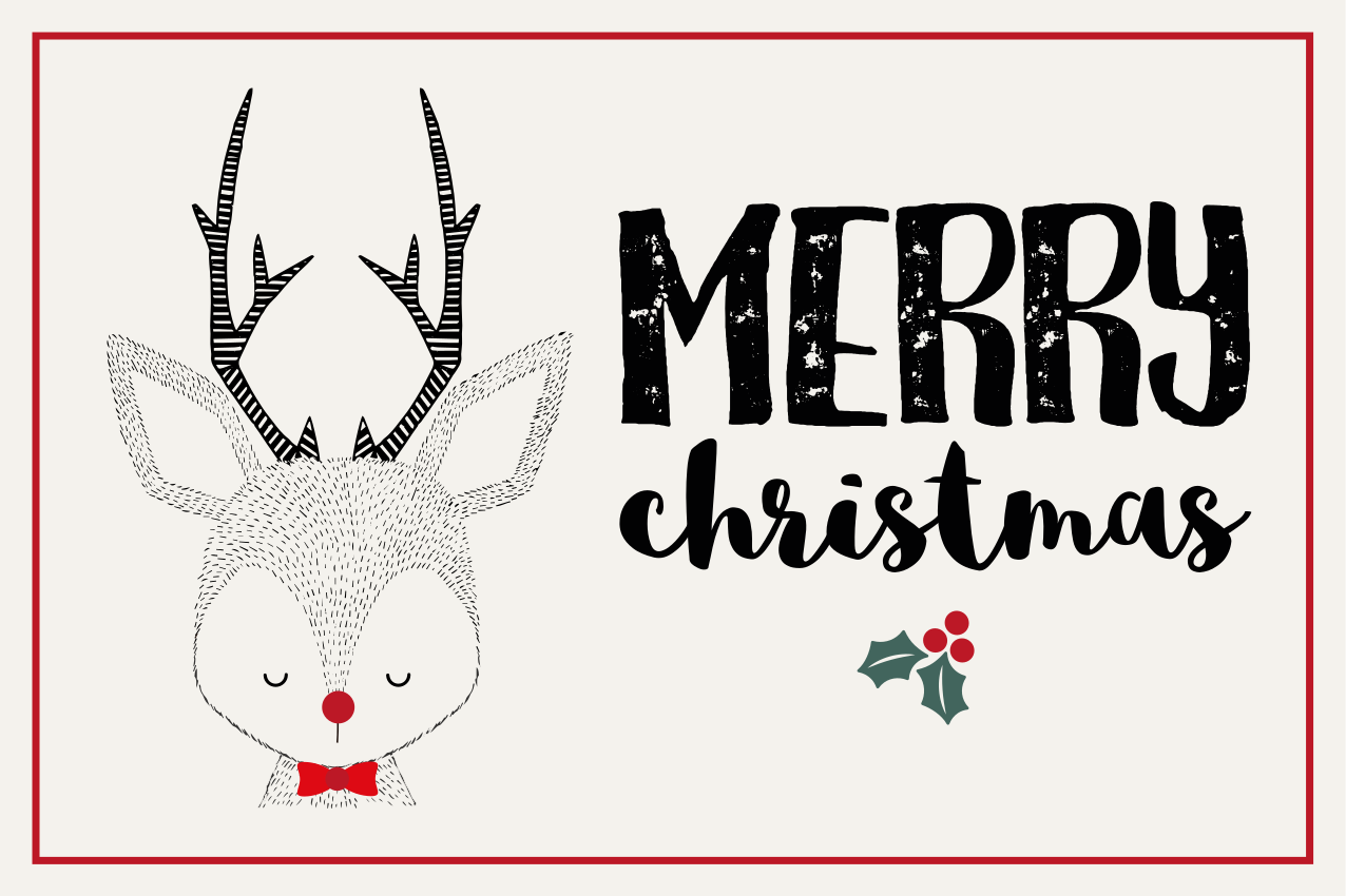 Mantel individual navideño ilustración de reno alegre - TenVinilo