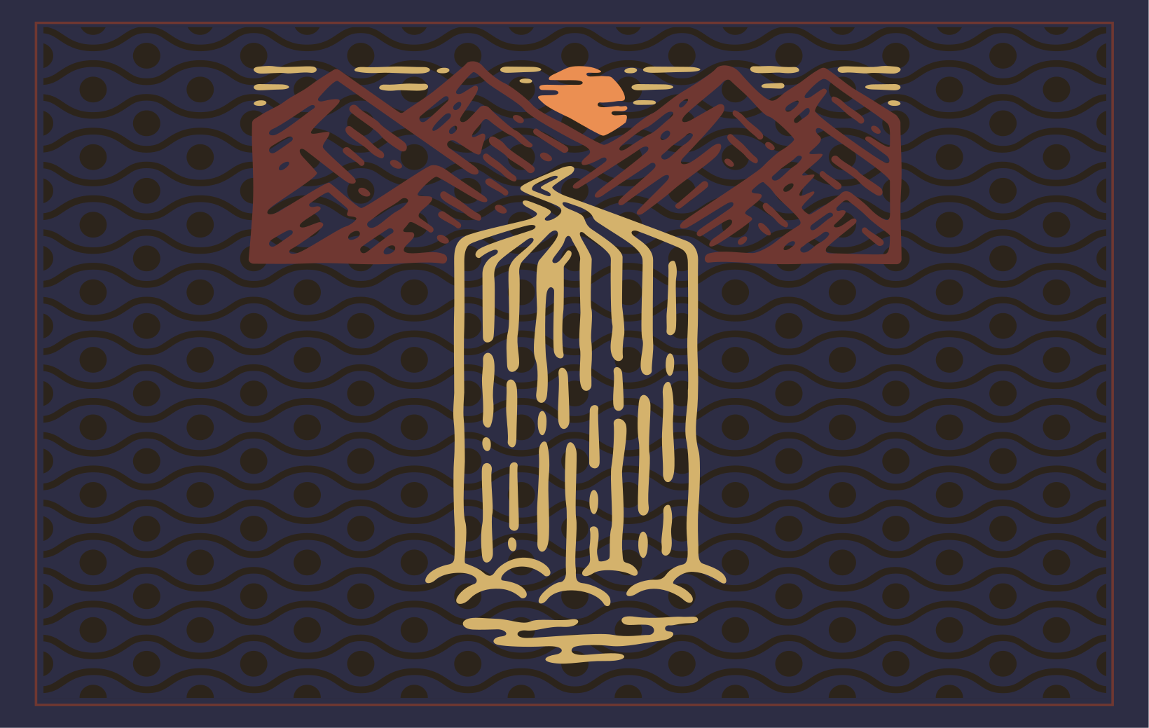 Individual original mesa escena de cascada montañosa - TenVinilo