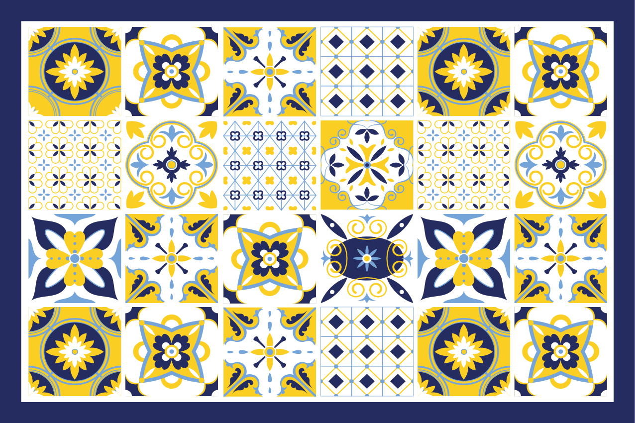 Mantel individual imitación patrones de azulejos coloridos - TenVinilo