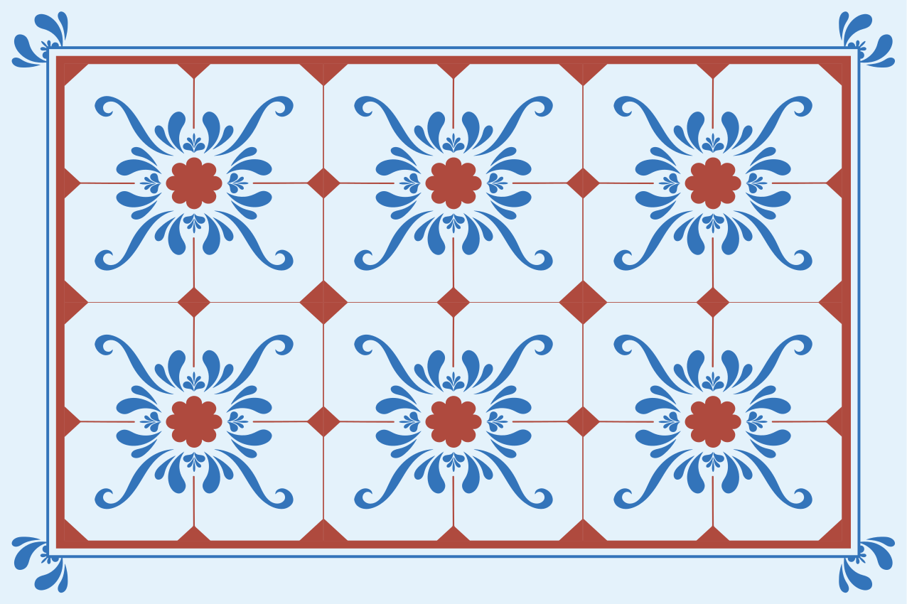 Mantel individual imitación patrón floral vintage - TenVinilo