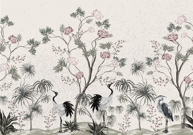 Individual mesa infantil grúas entre flores - TenVinilo