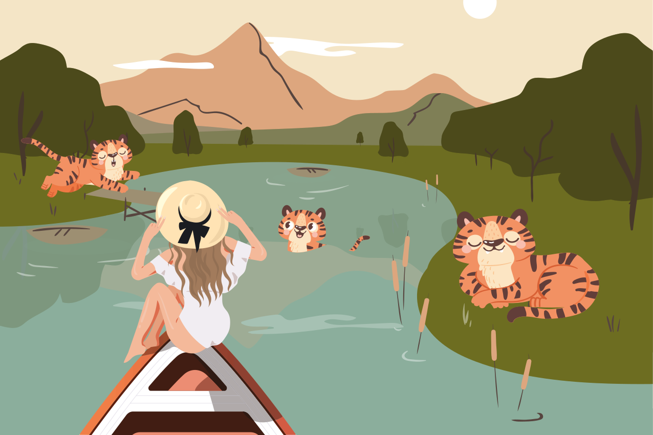 Individual mesa infantil escena de tigres juguetones - TenVinilo