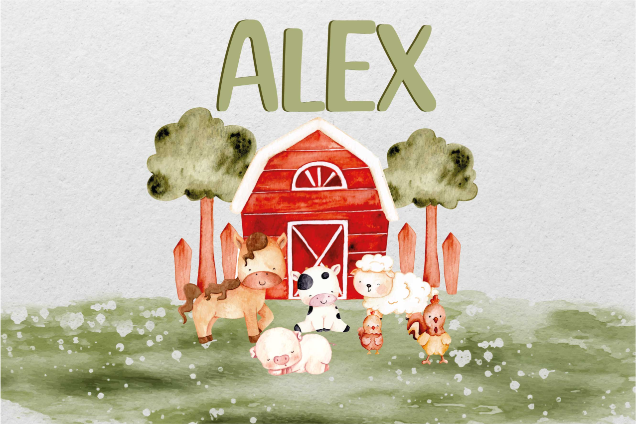 Mantel individual dibujo granja personalizable - TenVinilo