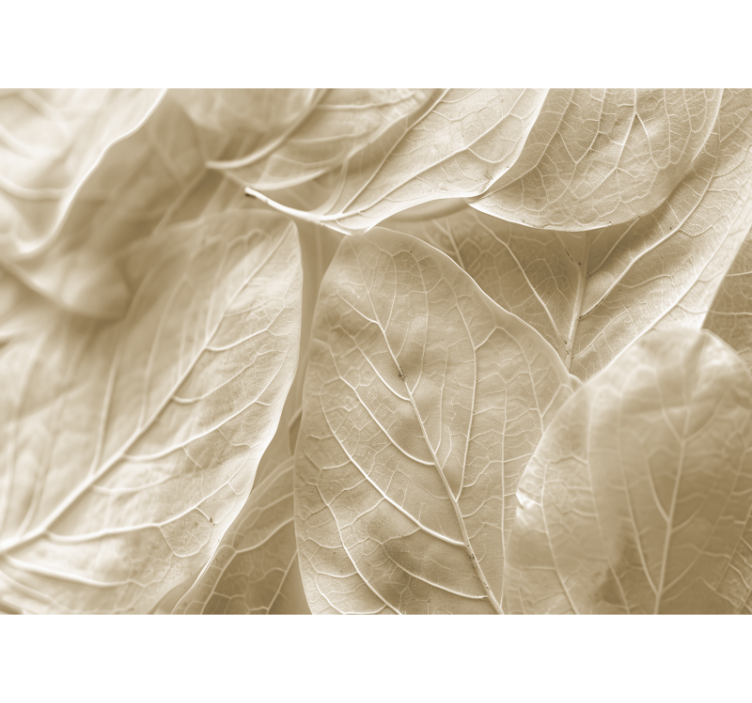 Papel mural dormitorio matrimonial grandes hojas beige - TenVinilo