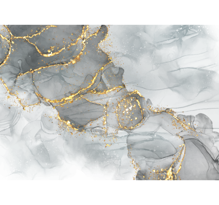 Papel mural dormitorio matrimonial pared de mosaico gris y dorado - TenVinilo