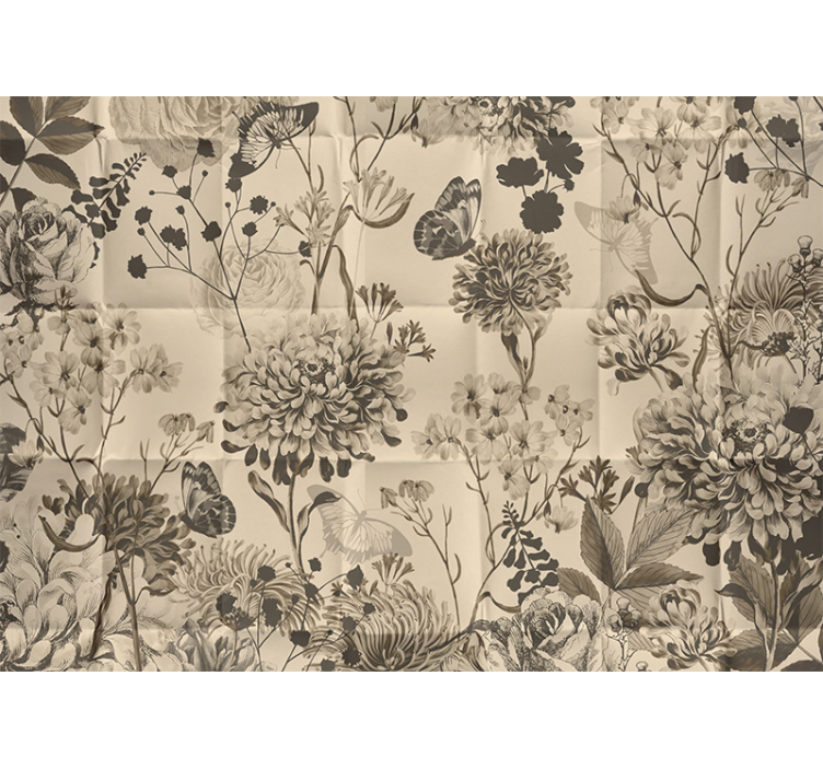 Papel mural dormitorio matrimonial diseño floral beige - TenVinilo