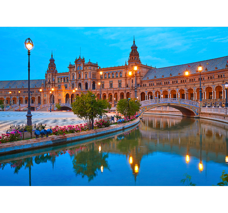 Fotomural ciudad Sevilla al anochecer - TenVinilo