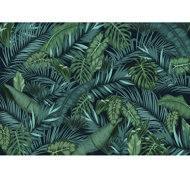 Papel pintado verde de hojas tropicales - TenVinilo