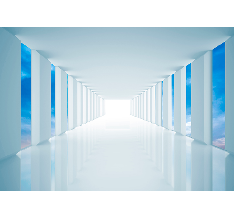 Fotomural 3D pasillo infinito sobre el mar - TenVinilo