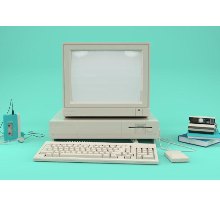 Papel mural vehículos configuración de computadora vintage - TenVinilo