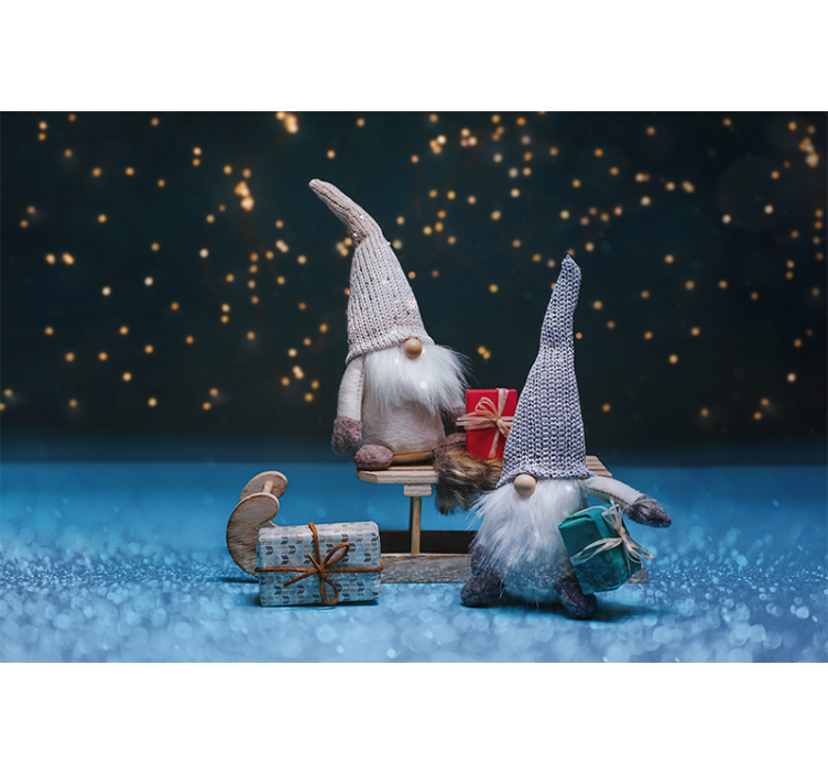 Papel mural navidad celebración de gnomos festivos - TenVinilo