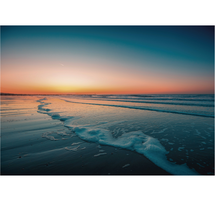 Papel mural naturaleza olas del océano al atardecer - TenVinilo