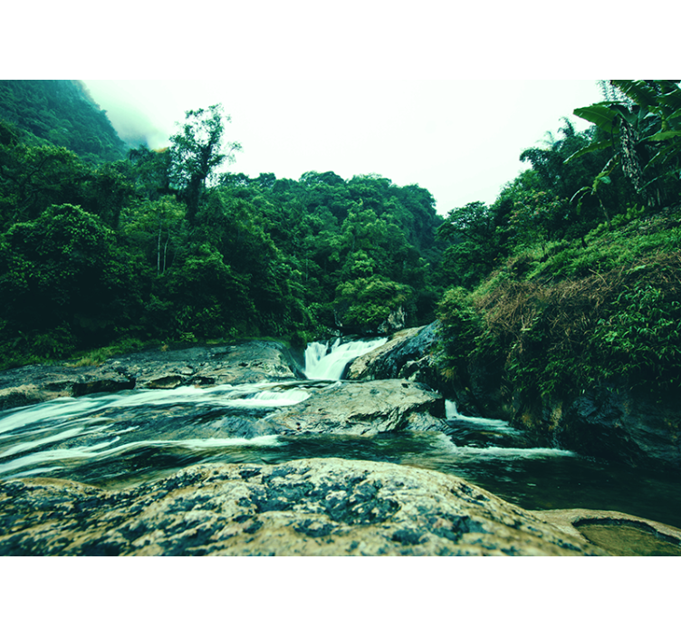 Fotomural cascada escena verde serena - TenVinilo